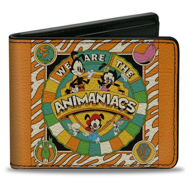Buckle-Down Bi-Fold Wallet - Animaniacs WE ARE THE ANIMANIACS Group Pose Orange White