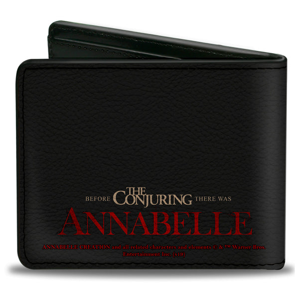 Buckle-Down Bi-Fold Wallet - Annabelle Half Face + ANNABELLE Logo Black Tan Red