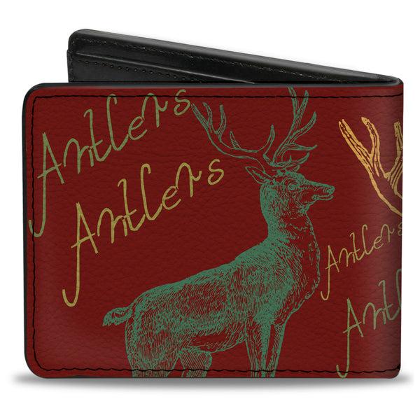 Buckle-Down Bi-Fold Wallet - Antlers Brown Turquoise Gold