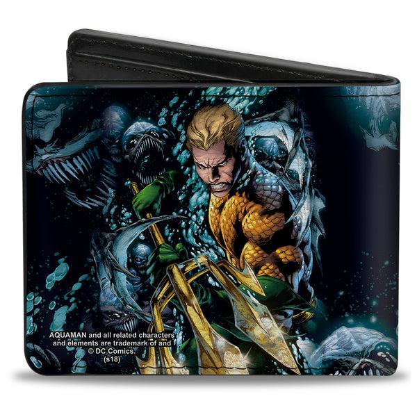 Buckle-Down Bi-Fold Wallet - Aquaman New 52 The Trench Underwater Comic Book Cover Pose
