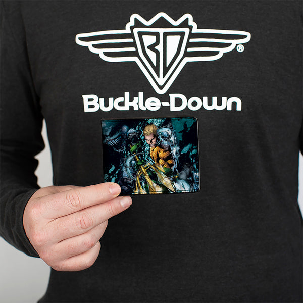 Buckle-Down Bi-Fold Wallet - Aquaman New 52 The Trench Underwater Comic Book Cover Pose
