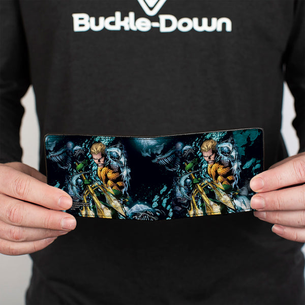 Buckle-Down Bi-Fold Wallet - Aquaman New 52 The Trench Underwater Comic Book Cover Pose
