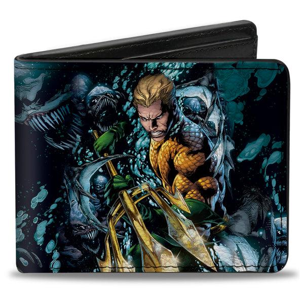 Buckle-Down Bi-Fold Wallet - Aquaman New 52 The Trench Underwater Comic Book Cover Pose
