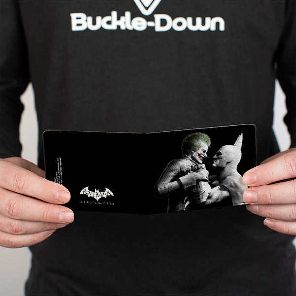 Buckle-Down Bi-Fold Wallet - ARKHAM CITY Batman & Joker Fight Pose Black Grays White