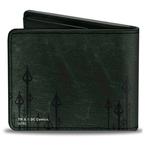 Buckle-Down Bi-Fold Wallet - Arrow Standing Profile Pose Arrow Tips Greens