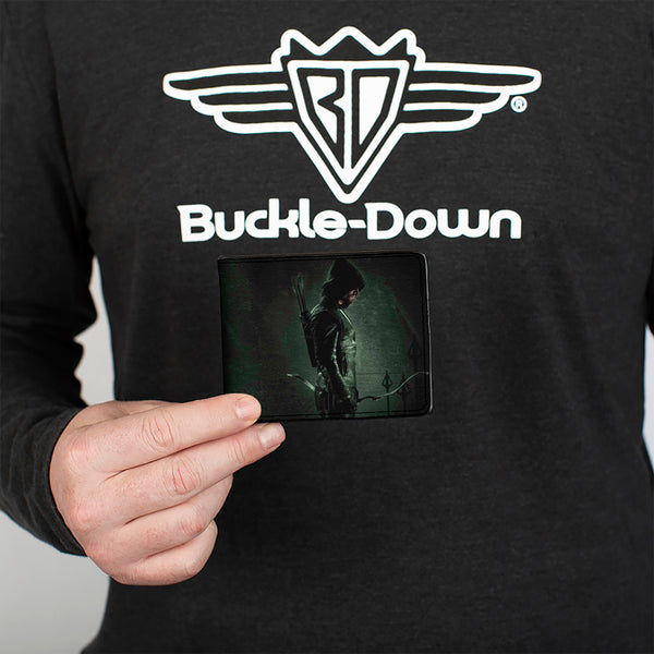 Buckle-Down Bi-Fold Wallet - Arrow Standing Profile Pose Arrow Tips Greens