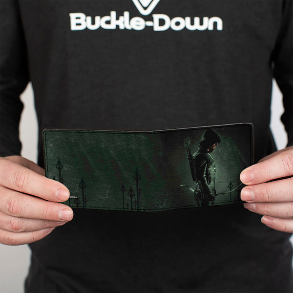 Buckle-Down Bi-Fold Wallet - Arrow Standing Profile Pose Arrow Tips Greens