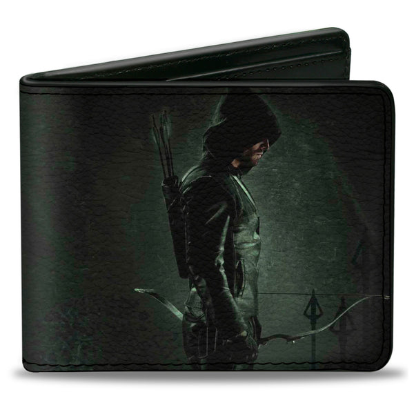 Buckle-Down Bi-Fold Wallet - Arrow Standing Profile Pose Arrow Tips Greens