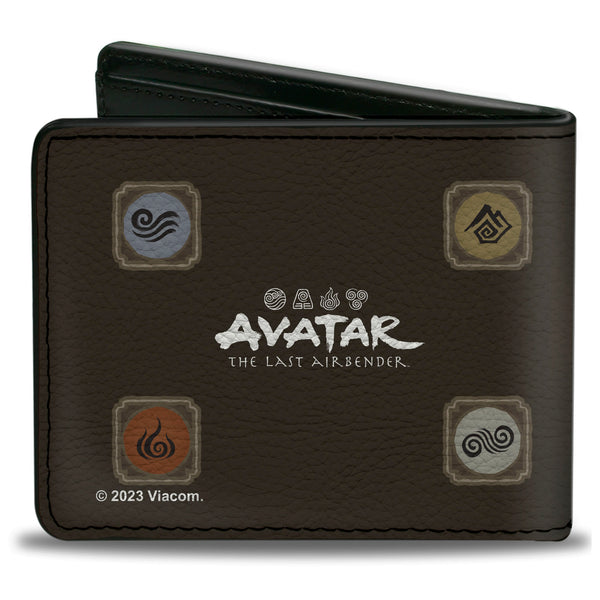 Buckle-Down Bi-Fold Wallet - Avatar Last Airbender Elements Map With Icons And Title Logo Browns