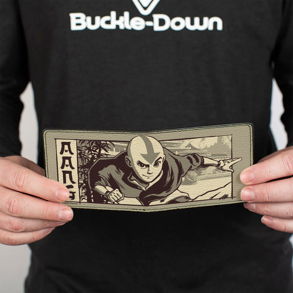 Buckle-Down Bi-Fold Wallet - Avatar The Last Airbender Aang Garden Pose Grays