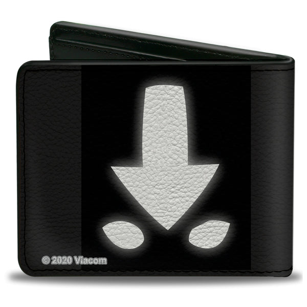 Buckle-Down Bi-Fold Wallet - Avatar The Last Airbender Aang Meditating Pose + Glowing Arrow Eyes Black White