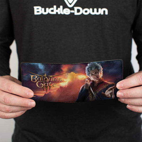 Buckle-Down Bi-Fold Wallet - BALDUR'S GATE Astarion Hand Out Pose And Title Logo