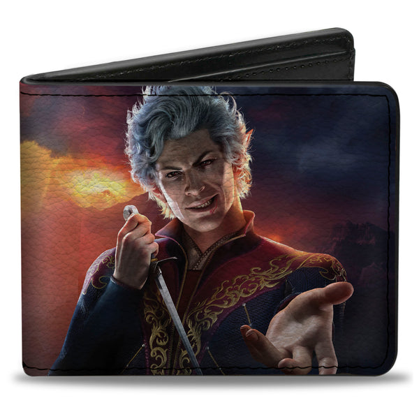 Buckle-Down Bi-Fold Wallet - BALDUR'S GATE Astarion Hand Out Pose and Title Logo