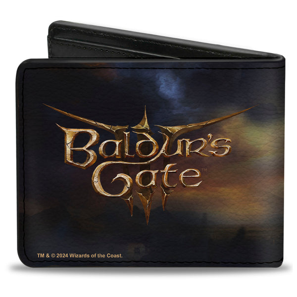 Buckle-Down Bi-Fold Wallet - BALDUR'S GATE III Gale Magic Pose Scene And Title Logo