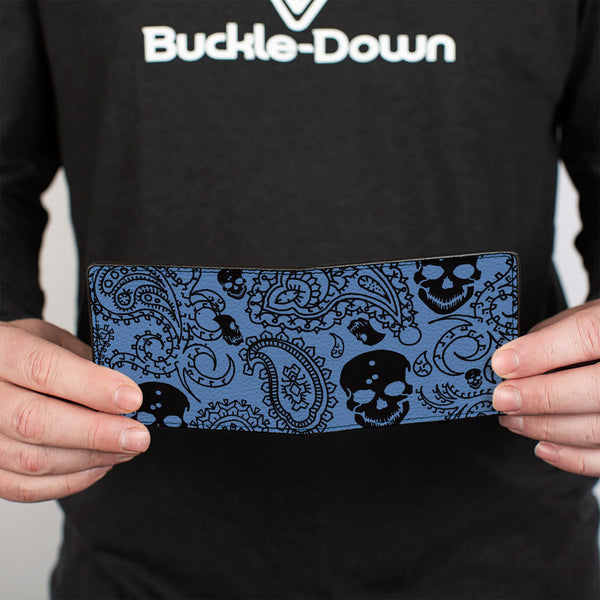 Buckle-Down Bi-Fold Wallet - Bandana Skulls Baby Blue Black