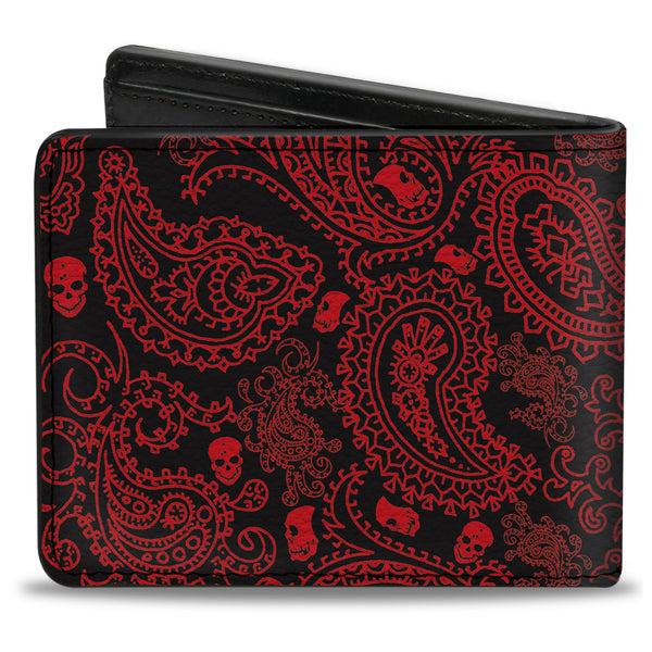 Buckle-Down Bi-Fold Wallet - Bandana Skulls Black Red