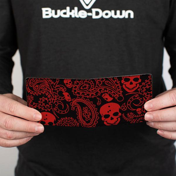 Buckle-Down Bi-Fold Wallet - Bandana Skulls Black Red
