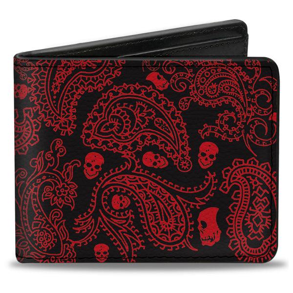 Buckle-Down Bi-Fold Wallet - Bandana Skulls Black Red