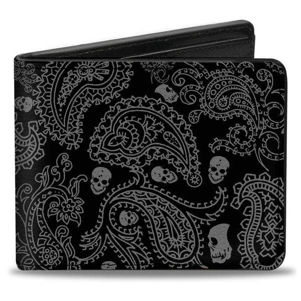 Buckle-Down Bi-Fold Wallet - Bandana Skulls Black Silver