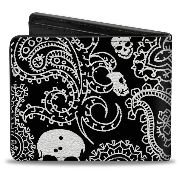 Buckle-Down Bi-Fold Wallet - Bandana Skulls Black White