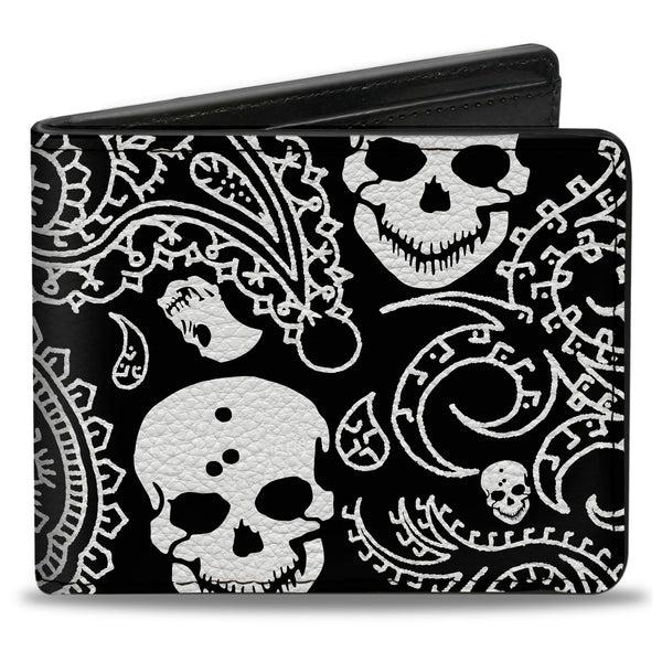 Buckle-Down Bi-Fold Wallet - Bandana Skulls Black White
