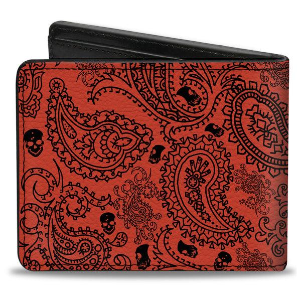Buckle-Down Bi-Fold Wallet - Bandana Skulls Orange Black