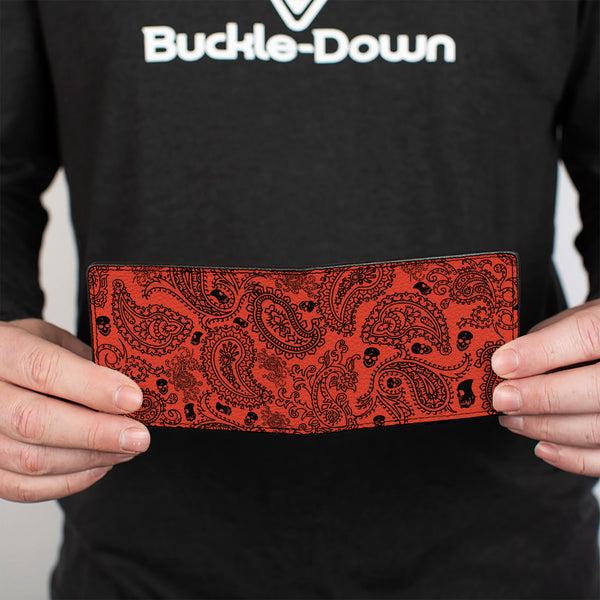Buckle-Down Bi-Fold Wallet - Bandana Skulls Orange Black