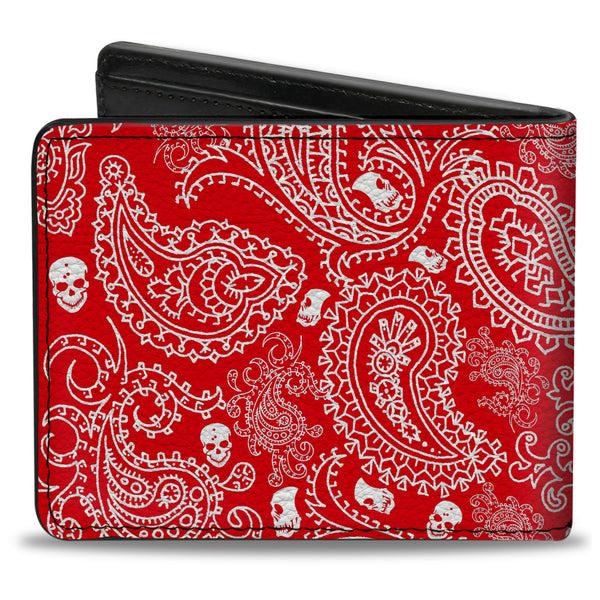 Buckle-Down Bi-Fold Wallet - Bandana Skulls Red White