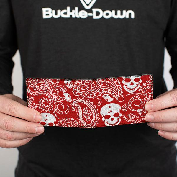 Buckle-Down Bi-Fold Wallet - Bandana Skulls Red White
