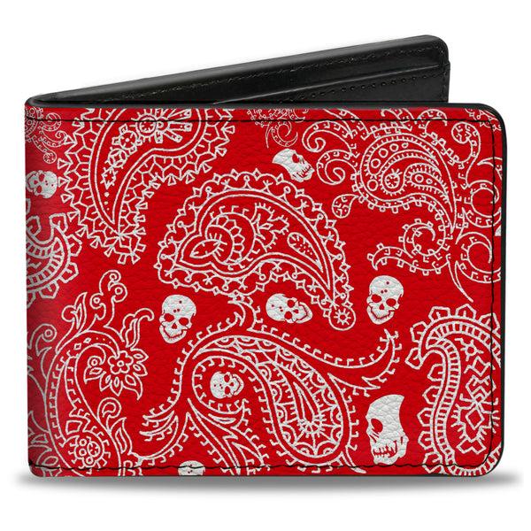 Buckle-Down Bi-Fold Wallet - Bandana Skulls Red White