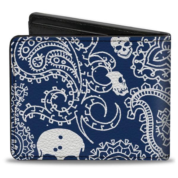 Buckle-Down Bi-Fold Wallet - Bandana Skulls Royal White