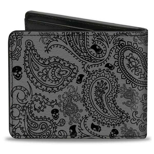 Buckle-Down Bi-Fold Wallet - Bandana Skulls Silver Black