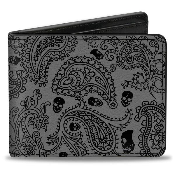 Buckle-Down Bi-Fold Wallet - Bandana Skulls Silver Black
