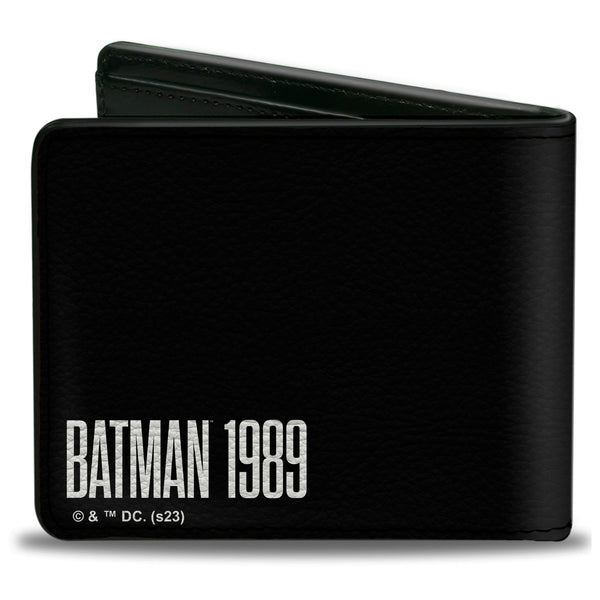 Buckle-Down Bi-Fold Wallet - BATMAN 1989 Batmobile Text Black/White/Blue