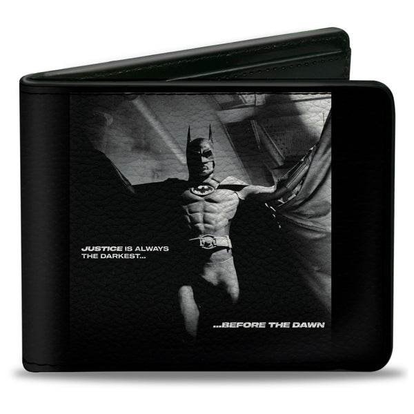 Buckle-Down Bi-Fold Wallet - Batman 1989 Jump Pose and Quote Black/White