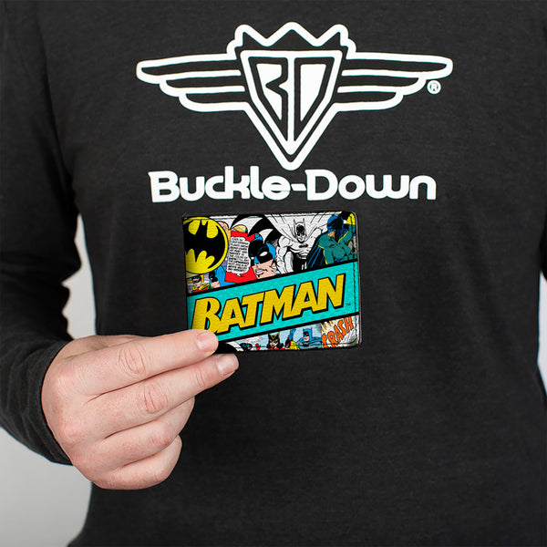 Buckle-Down Bi-Fold Wallet - BATMAN 75 Classic Comic Book Panels Collage Multi Color