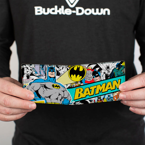 Buckle-Down Bi-Fold Wallet - BATMAN 75 Classic Comic Book Panels Collage Multi Color