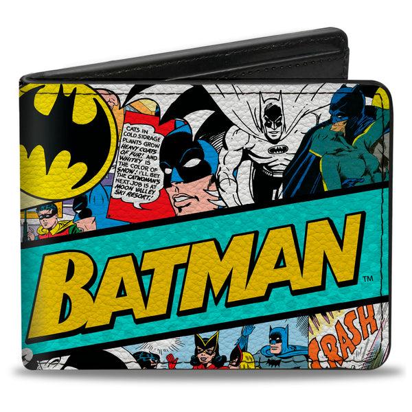 Buckle-Down Bi-Fold Wallet - BATMAN 75 Classic Comic Book Panels Collage Multi Color