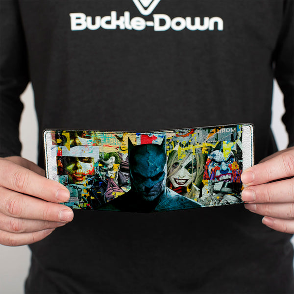 Buckle-Down Bi-Fold Wallet - Batman And Gotham City Villains Torn Faces Graffiti Collage2