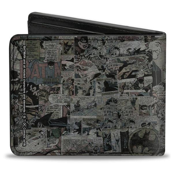 Buckle-Down Bi-Fold Wallet - Batman Face Comic Scenes