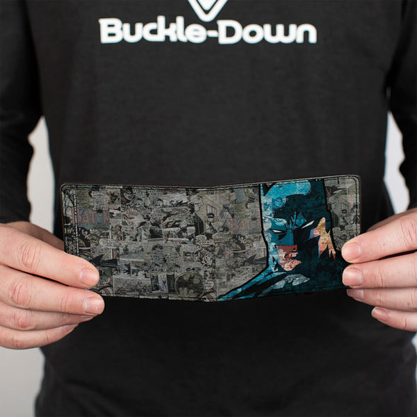 Buckle-Down Bi-Fold Wallet - Batman Face Comic Scenes