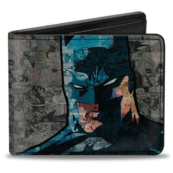 Buckle-Down Bi-Fold Wallet - Batman Face Comic Scenes