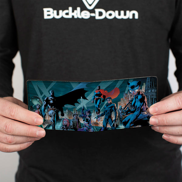 Buckle-Down Bi-Fold Wallet - Batman Issue #619 Hush 9-Character Gotham City Skyline Cover Pose