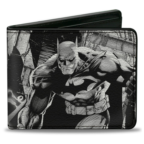 Buckle-Down Bi-Fold Wallet - Batman Jim Lee Hush Chain and Grappling Hook Pencils White/Black