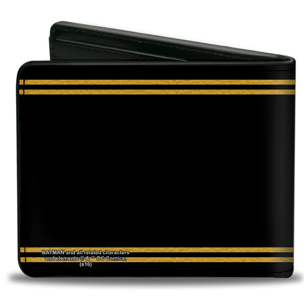Buckle-Down Bi-Fold Wallet - Batman Shield Double-Stripe Black Yellow