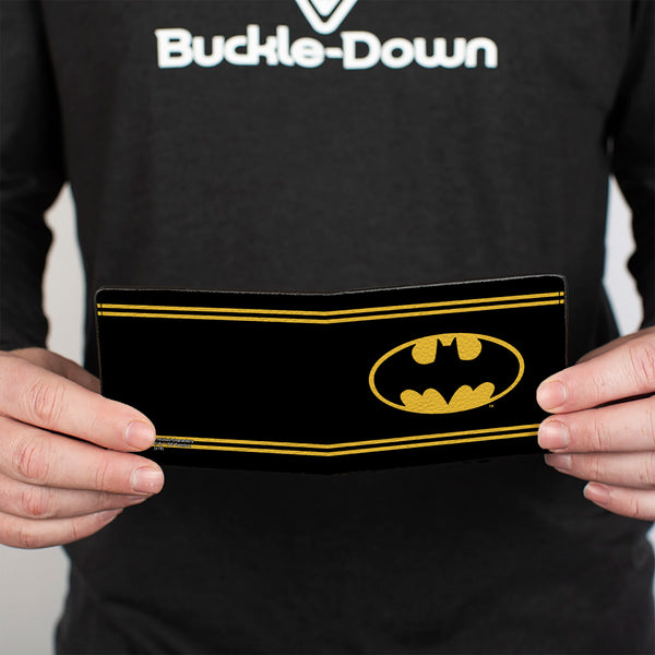 Buckle-Down Bi-Fold Wallet - Batman Shield Double-Stripe Black Yellow