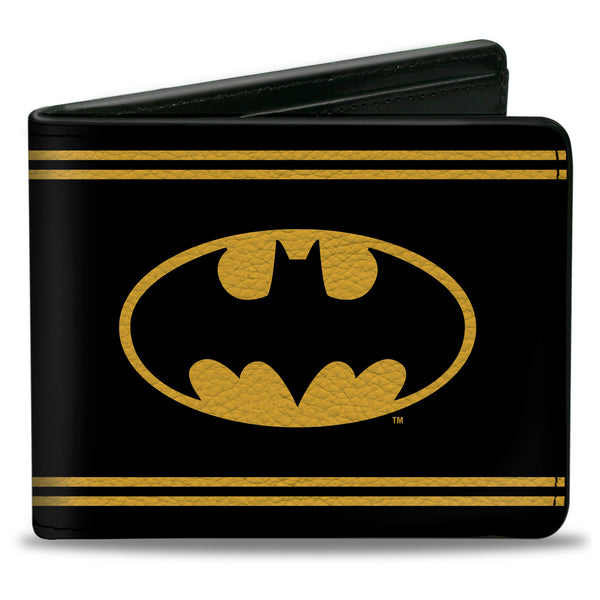 Buckle-Down Bi-Fold Wallet - Batman Shield Double-Stripe Black Yellow