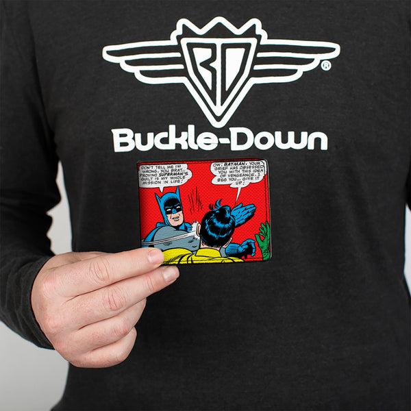 Buckle-Down Bi-Fold Wallet - Batman Slapping Robin Scene Halftone Reds
