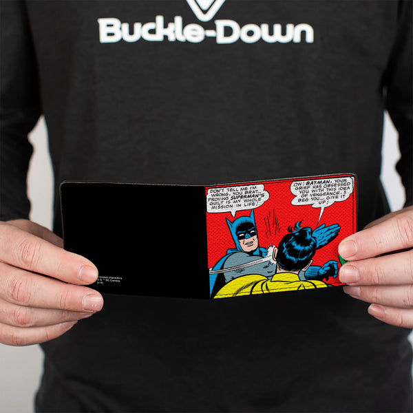 Buckle-Down Bi-Fold Wallet - Batman Slapping Robin Scene Halftone Reds