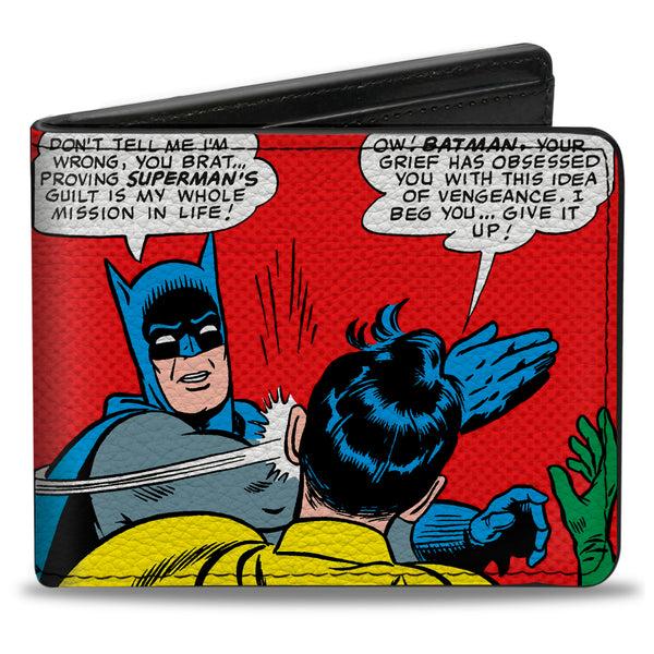 Buckle-Down Bi-Fold Wallet - Batman Slapping Robin Scene Halftone Reds
